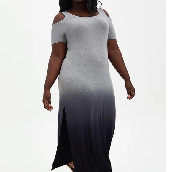 torrid Dresses & Skirts - Super Soft Grey Ombre Cold Shoulder Maxi Dress